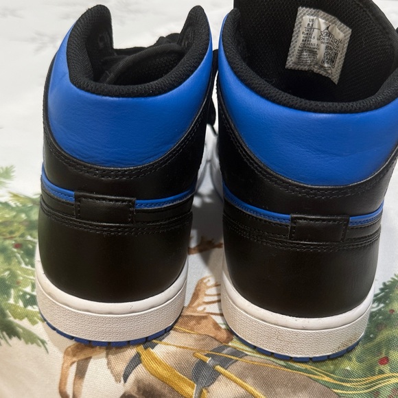 Air Jordan 1 Mid Men’s Black and Blue Sneakers - Picture 10 of 12